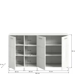 Sale Hochglanz Kommode in Weiß mit drei Türen - Rugova Sideboards