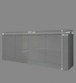 Sale Hochglanz Sideboard in Weiß 4-türig - Sogno Sideboards