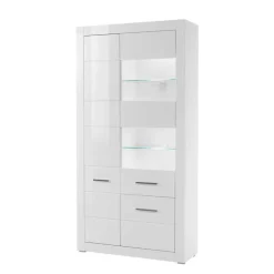 Online Hochglanz TV Anbauwand in Weiß Yulis optional mit LED (vierteilig) Wohnwände