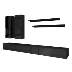 Sale Hochglanz TV Wohnwand in Schwarz - Funtana (fünfteilig) Wohnwände