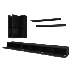 Sale Hochglanz TV Wohnwand in Schwarz - Funtana (fünfteilig) Wohnwände