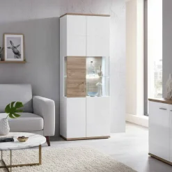 Best Hochglanz Vitrine in Weiß - Icadro Schränke