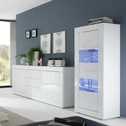 Sale Hochglanz Wohnzimmermöbel in Weiß - Sogno (zweiteilig) Wohnwände