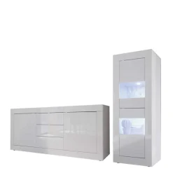 Sale Hochglanz Wohnzimmermöbel in Weiß - Sogno (zweiteilig) Wohnwände