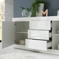 Sale Hochglanz Wohnzimmermöbel in Weiß - Sogno (zweiteilig) Wohnwände