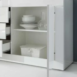 Sale Hochglanz Wohnzimmermöbel in Weiß - Sogno (zweiteilig) Wohnwände