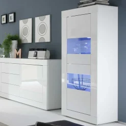 Sale Hochglanz Wohnzimmermöbel in Weiß - Sogno (zweiteilig) Wohnwände