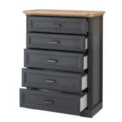 Best Hochkommode in Dunkelgrau und Eiche - Joe Highboards