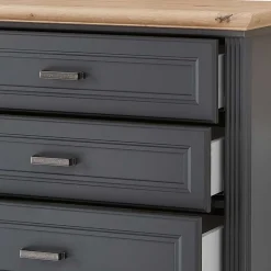 Best Hochkommode in Dunkelgrau und Eiche - Joe Highboards