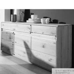 Sale Hochwertiges Wildeiche Sideboard 184x86x44 cm - Acmida Sideboards