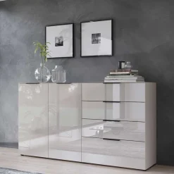 Sale Hohes Sideboard in Hellgrau - Aquara Sideboards