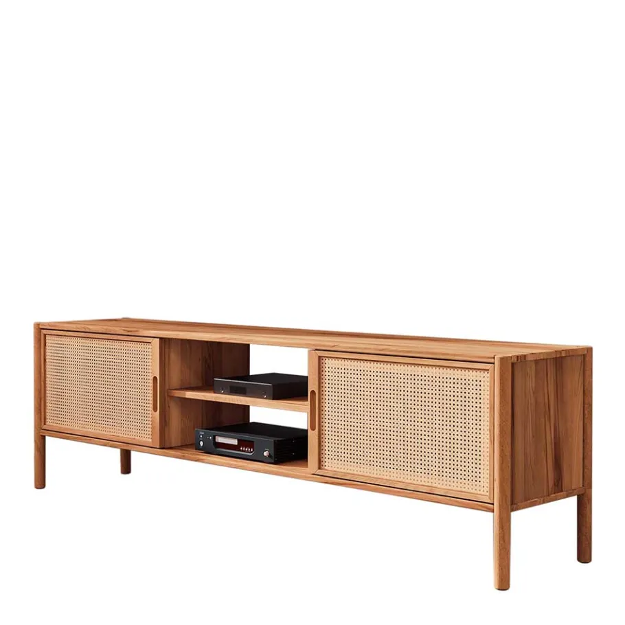 Best Holz TV Board mit Wiener Geflecht Türen - Indrya Tv & Hifi-Möbel|Lowboards