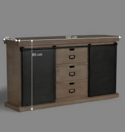 Best Industrial Chic Anrichte mit Schiebetüren - Jantonia Sideboards