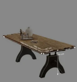 Industrial Esstisch mit Teak Altholzplatte - Banyo Tische