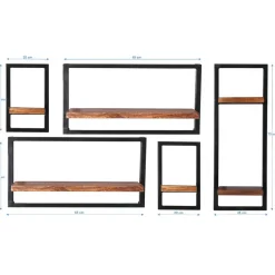 Best Industrie Look Regale für die Wand - Mendoza (fünfteilig) Regale