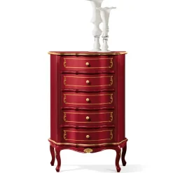 Outlet Italienische Hochkommode in Rot mit Gold - Julya Kommoden