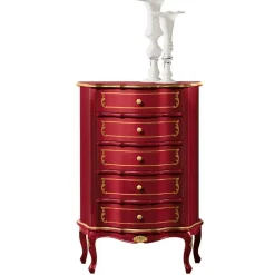 Outlet Italienische Hochkommode in Rot mit Gold - Julya Kommoden