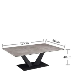 Best Keramik Wohnzimmertisch mit V Säulengestell - Ravela Tische