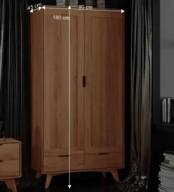 Best Kernbuche Kleiderschrank mit 2 Türen - Junola Kleiderschränke|Schränke