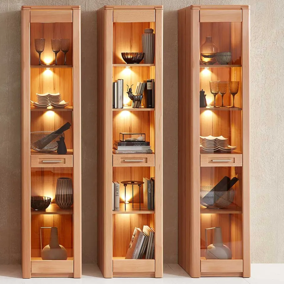 Best Kernbuche Vitrine mit einer Tür - Amyonta Vitrinen|Schränke