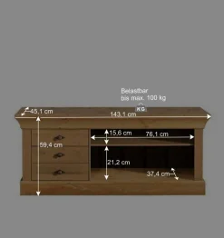 Sale Kiefer Wohnwand Piatra teilmassiv gelaugt und geölt (dreiteilig) Wohnwände