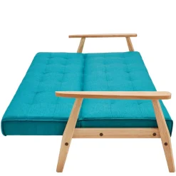 Sale Klappcouch in Petrol & Eukalyptus Natur - Barne Sofas