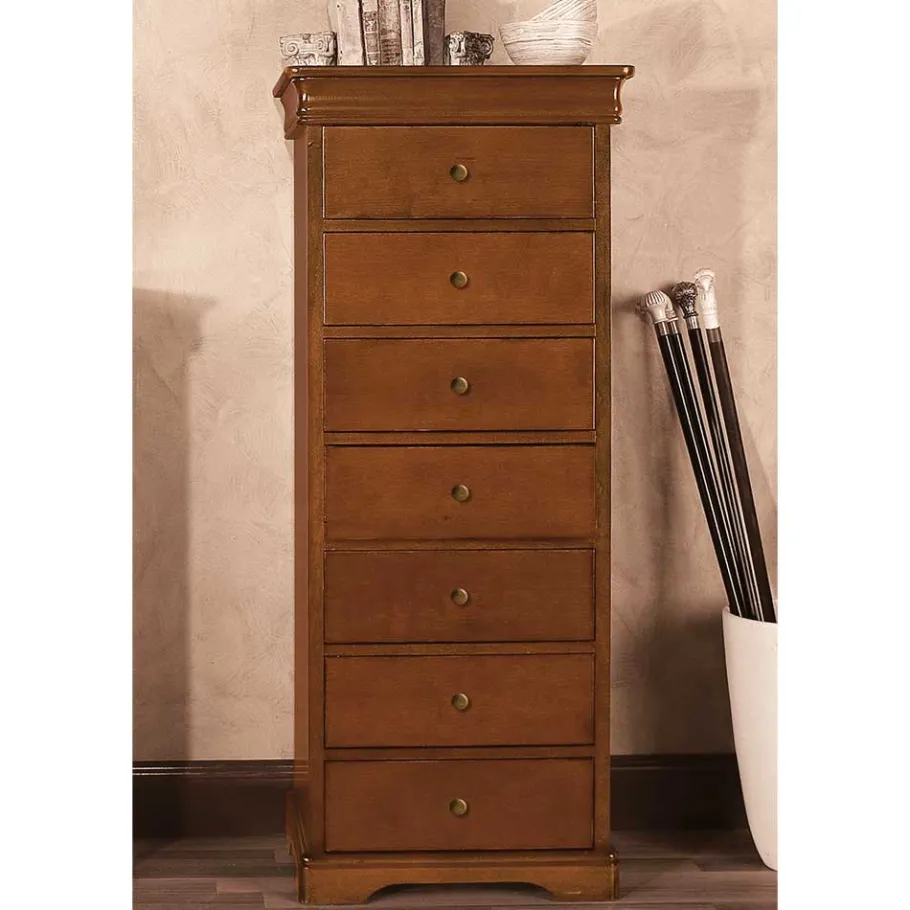 Sale Klassisch gestaltete Hochkommode in Nussbaum - Lemerzi Kommoden