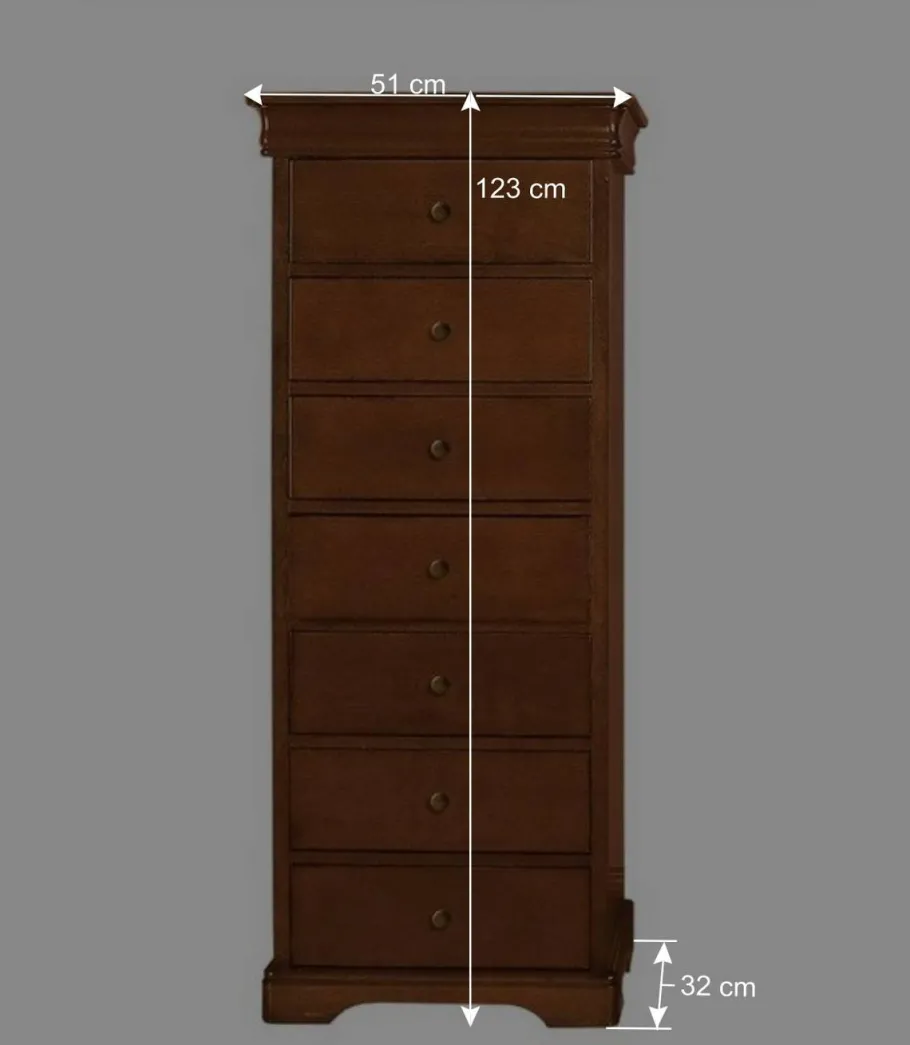 Sale Klassisch gestaltete Hochkommode in Nussbaum - Lemerzi Kommoden