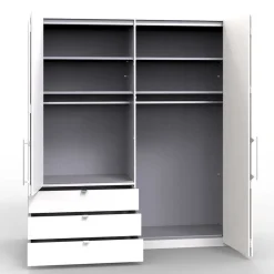 Best Kleiderschrank 200cm breit in Creme Glas - Rativian Kleiderschränke|Schränke