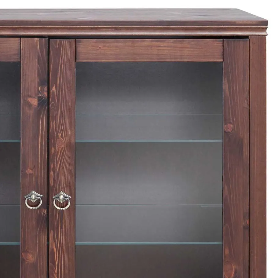 Best Kleiner Vitrinenschrank in Dunkelbraun - Luvin Highboards|Vitrinen