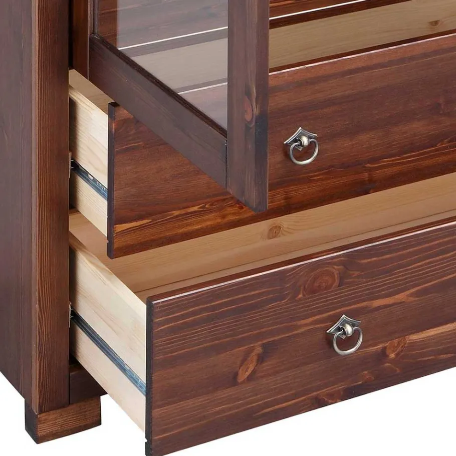 Best Kleiner Vitrinenschrank in Dunkelbraun - Luvin Highboards|Vitrinen