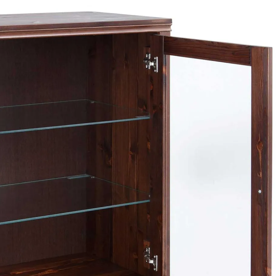 Best Kleiner Vitrinenschrank in Dunkelbraun - Luvin Highboards|Vitrinen