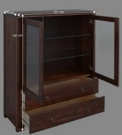 Best Kleiner Vitrinenschrank in Dunkelbraun - Luvin Highboards|Vitrinen