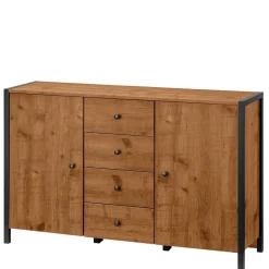 Sale Kommode in Eiche Holzoptik und Schwarz - Lavion Sideboards
