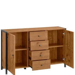 Sale Kommode in Eiche Holzoptik und Schwarz - Lavion Sideboards