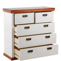 Sale Kommode mit 5 Schubladen in Weiß & Kirschbaum - Vendirai Kommoden