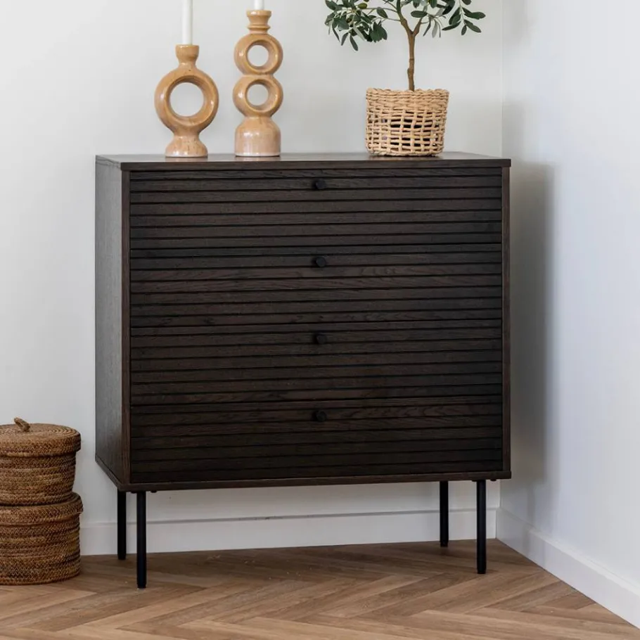 Sale Kommode mit dunklem Furnier in Braun - Wega Kommoden