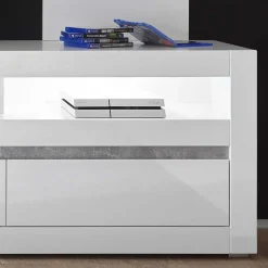 Outlet Kompakte TV Wand in Weiß Hochglanz Mextra mit Lowboard (zweiteilig) Wohnwände