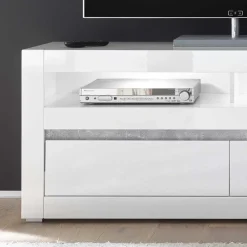 Outlet Kompakte TV Wand in Weiß Hochglanz Mextra mit Lowboard (zweiteilig) Wohnwände