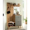 Clearance Kompakt-Garderobe in Eiche Optik und Graugrün - Oliva Garderoben
