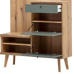 Clearance Kompakt-Garderobe in Eiche Optik und Graugrün - Oliva Garderoben