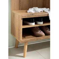 Clearance Kompakt-Garderobe in Eiche Optik und Graugrün - Oliva Garderoben