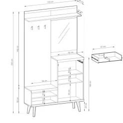 Clearance Kompakt-Garderobe in Eiche Optik und Graugrün - Oliva Garderoben