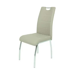Discount Kunstleder Essstuhl in Beige & Chrom - Jenna (Set) Stühle