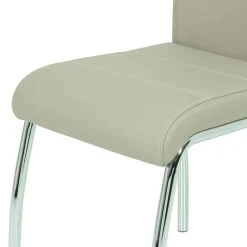 Discount Kunstleder Essstuhl in Beige & Chrom - Jenna (Set) Stühle