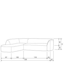 Sale L Sofa im Skandi Design in Grau Chenille - Grandessa Sofas