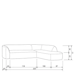 Sale L Sofa im Skandi Design in Grau Chenille - Grandessa Sofas