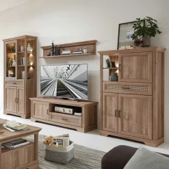 Discount Landhaus Anbauwand in Eiche - Barack (vierteilig) Wohnwände