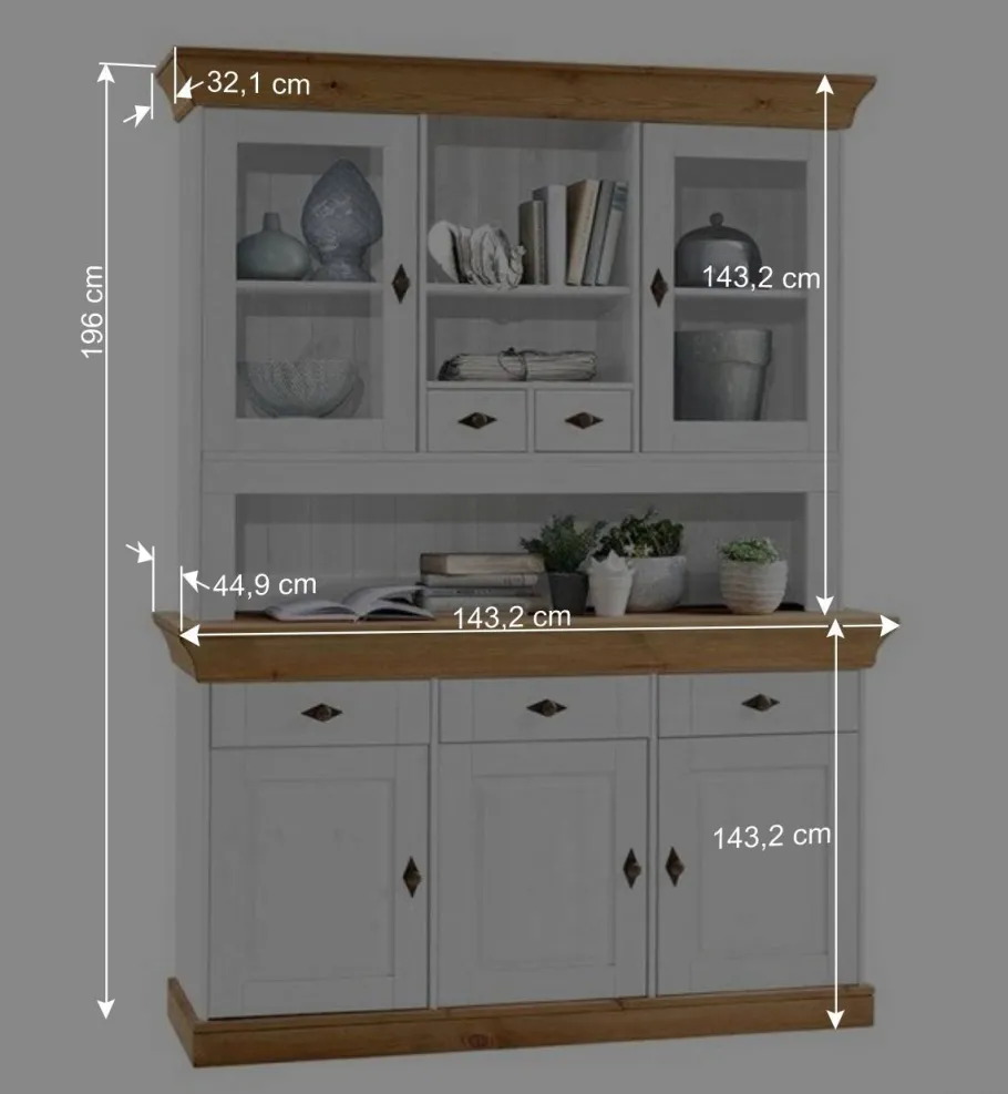 Sale Landhaus Buffetvitrine Sibiuta in Weiß Kommoden