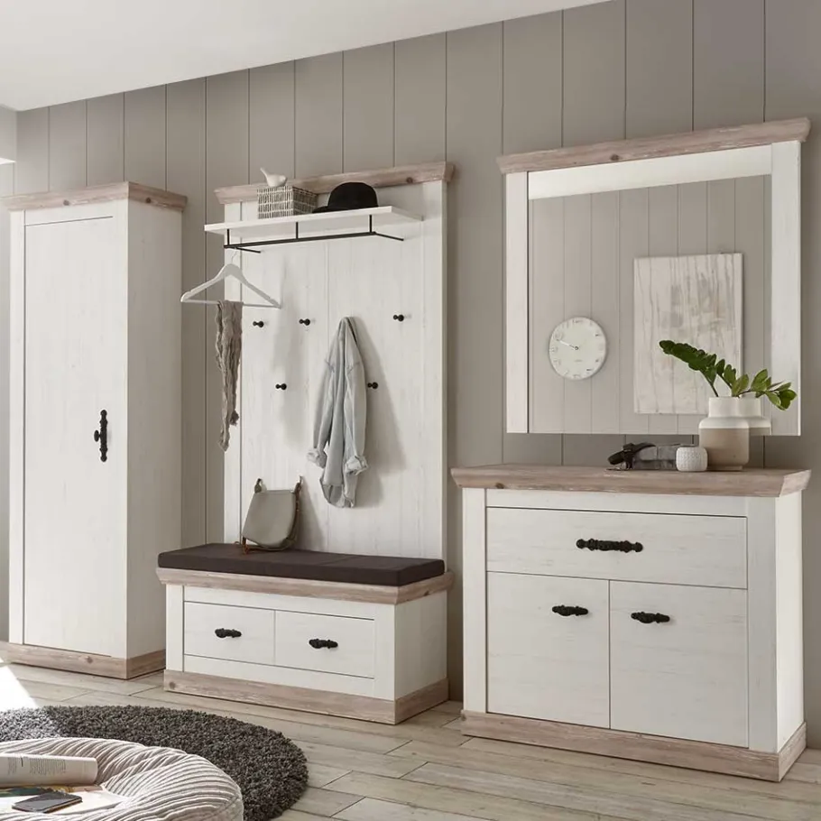 Best Landhaus Dielenmöbel Kombination - Nedita I (fünfteilig) Garderoben
